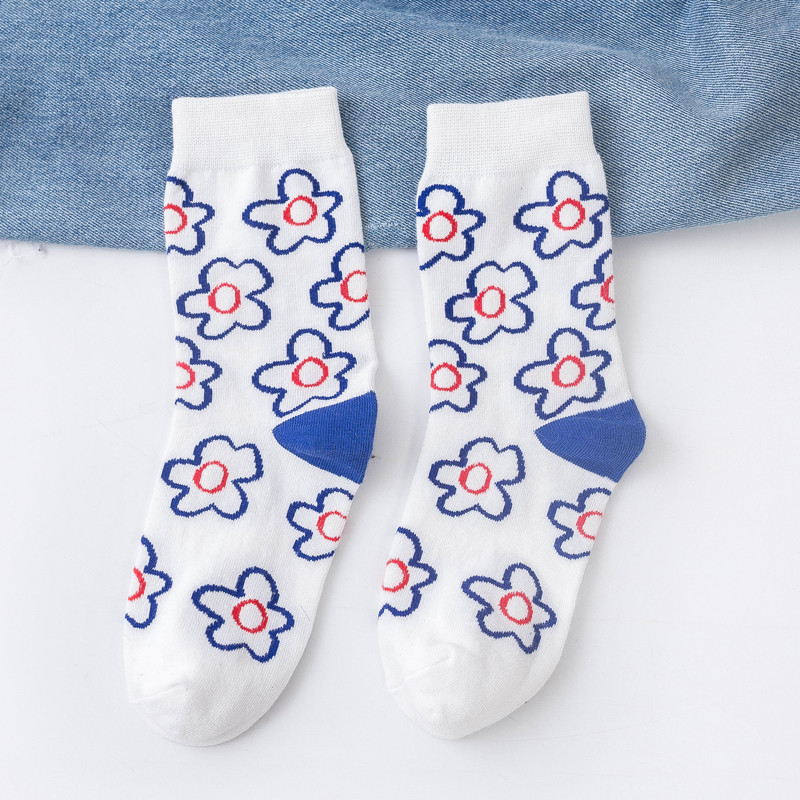 HyunA Socks Female Spring And Autumn Wind Flower Girls In Tube Socks Ins Tide Female Flowers In Tube Socks